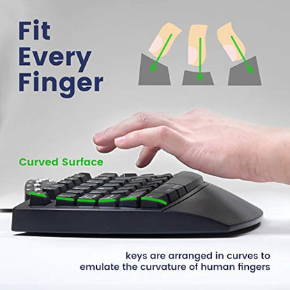 Perixx PERIBOARD-512 Ergonomic Split Keyboard, Curved Design, Wired USB, Multimedia Keys, UK QWERTY Layout, Black