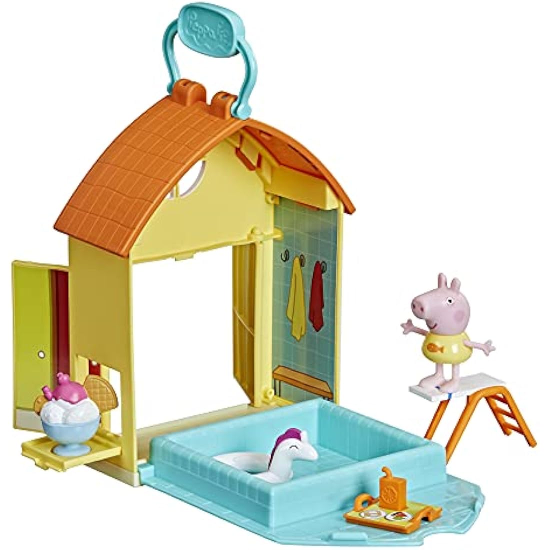 Peppa Pig Peppa’s Adventures Peppa’s Swimming Pool Fun Playset Preschool Toy, Includes 1 Figure and 4 Accessories, F2194