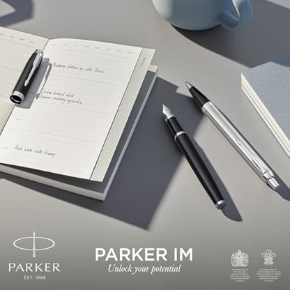 Parker IM Rollerball Pen | Brushed Metal | Fine Point Black Ink | Gift Box