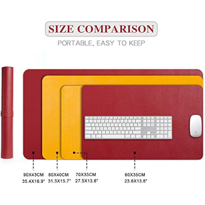 Desk Pad Large, Desk Mat, Extended Mouse Mat, Mouse Pad XXL, Desk Blotter, DOBAOJIA Laptop Pad Writing Pad for Office/Home, Dual-Side Use PU Leather Waterproof 35.4" X 16.9" (Red/Yellow)