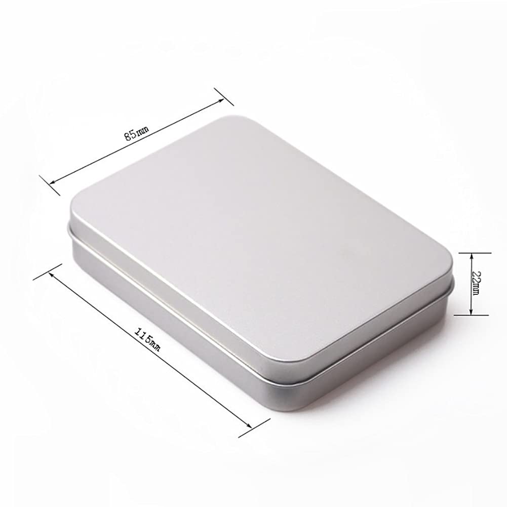 HugeDE 3 Pcs Rectangular Small Empty Hinged Tin Box Mini Storage Containers for Home Jewelry Craft Storage