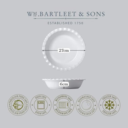 WM Bartleet & Sons 1750 T269 Crinkle Rim Pie Dish, White,27cm