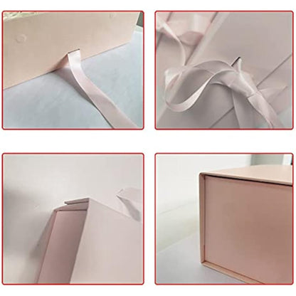 Pale Pink Gift Box, 23.5 x17 x10 cm Gift Box with Magnetic Lids and Silk Ribbon Specially Designed for Present Birthdays, Holidays, Anniversaries Gift Packaging