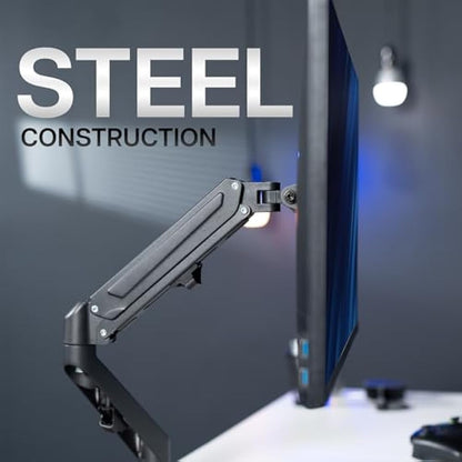 VIVO Articulating Single 17 to 27 inch Pneumatic Spring Arm Clamp-on Desk Mount Stand, Fits 1 Monitor Screen with Max VESA 100x100, Black, STAND-V101O