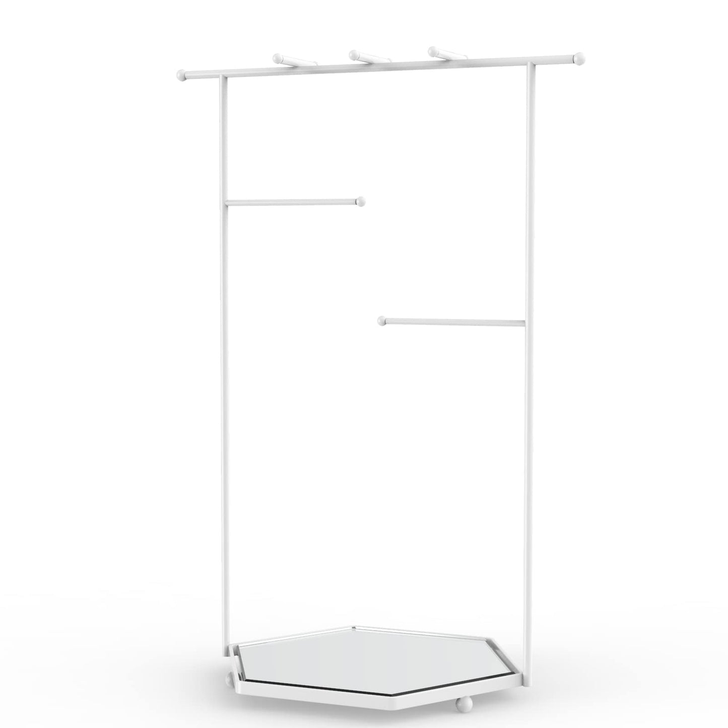 Mango Steam Tabletop Mirror Base Jewellery Tower/Display Stand for Bracelets, Necklaces, Hoop Earrings, Rings (Hexagon, White)