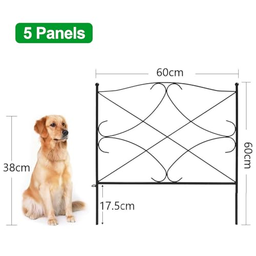Amagabeli Garden Home Decorative Metal Garden Fence Panels 60CM(H) X3M(L) Outdoor Rustproof Metal Garden Fencing Panels Border Landscape Wire Folding