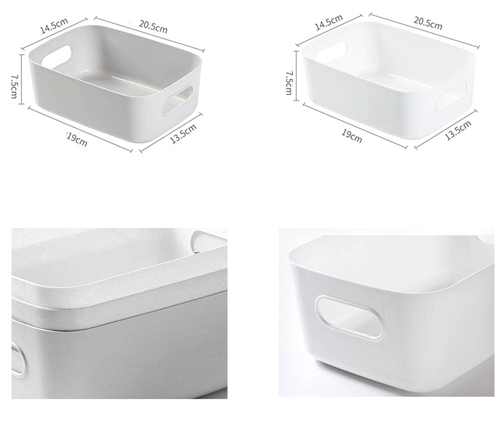 Bgfuni Set of 8 Small Plastic Storage Baskets, Office Home and Kitchen Tidy Organiser, White Studio Baskets for Small