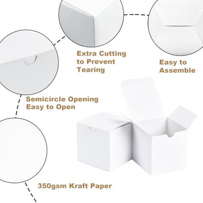 SHIPKEY 10PCS White Cardboard Gift Boxes with lids |10x10x10 cm Square Boxes | Small Gift Boxes Suitable for Party, Wedding, Christmas, Holidays, Birthdays and All Other Occasions