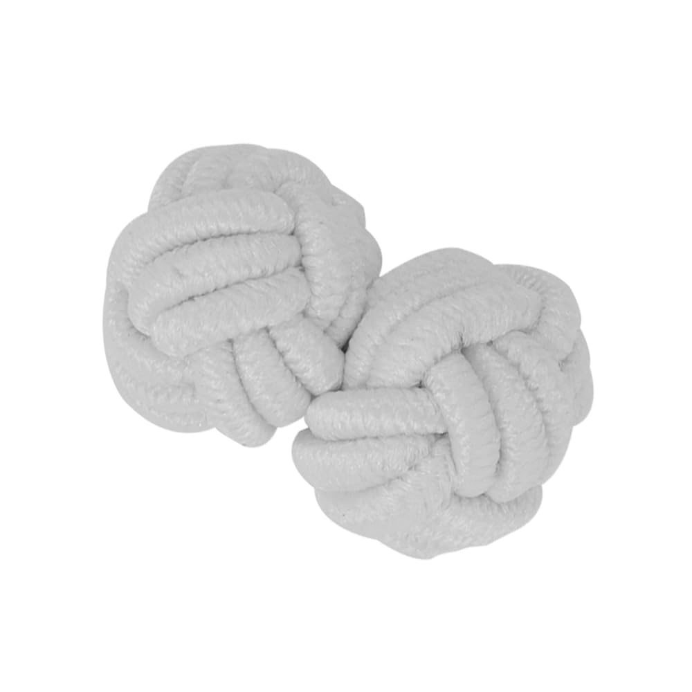VOANZO Cufflinks for Men,5 Pairs Mens/Women Silk Fabric Knot Twisted Cufflinks Set,Round for Shirt/Dress Business Wedding Gift (White)