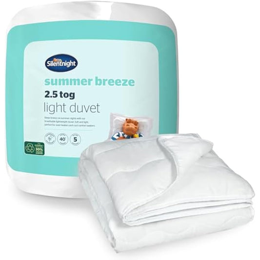 Silentnight Summer Breeze 2.5 Tog Double Duvet - Lightweight Low Tog Summer Duvet Quilt Ideal for Warm Nights and Hot Sleepers - Hypoallergenic and Machine Washable - Double - 200x200cm