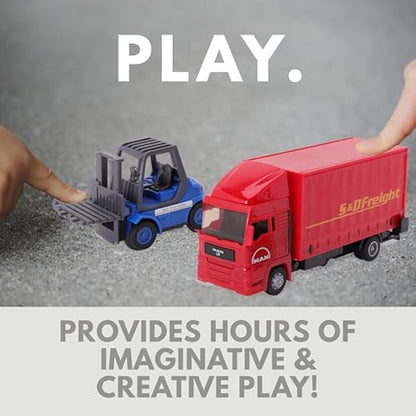 Toyland®- 15cm(6") Red MAN Freight Truck And Forklift - Transport Goods -Load And Go - 1:48 Scale - Kids Toy