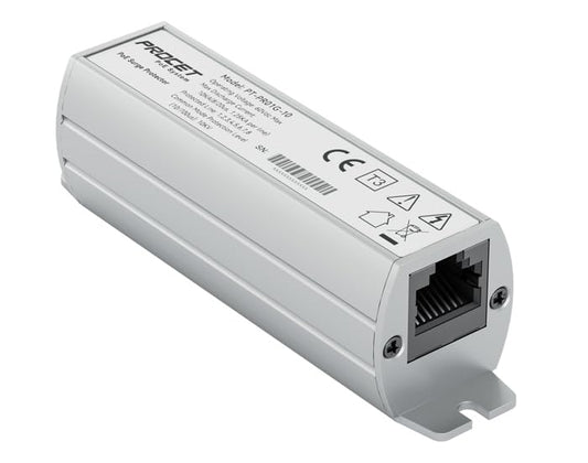 PROCET Ethernet Surge Protector Gigabit - 20KV Industrial Lightning Arrestor for -40?F to 185?F, 120Wmax 10 Gbps PoE++ RJ45 Surge Protector, Gas