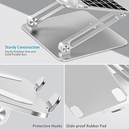 Boyata Laptop Stand, Adjustable Multi-Angle Laptop Riser with Heat-Vent Compatible for Laptop (10-17 inches) including MacBook Pro/Air, Surface Laptop, Samsung, HP Notebook(Silver)