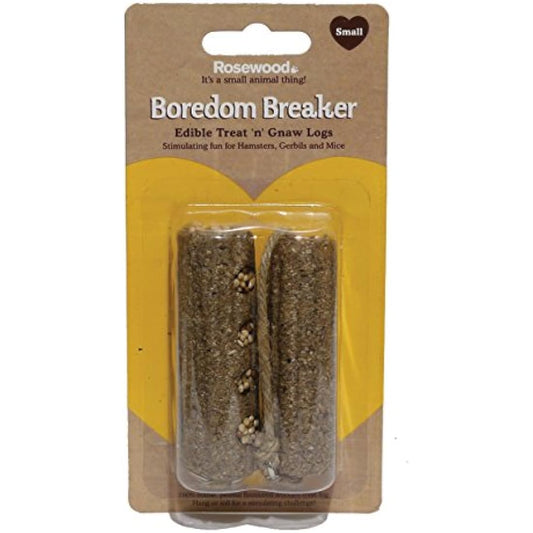 Rosewood Boredom Breaker Treat 'n' Gnaw Logs – 2-Pack Edible Chew Toys for Rabbits, Guinea Pigs, Hamsters, Mice and Small Pets – Natural Gnaw Logs for Dental Health and Enrichment
