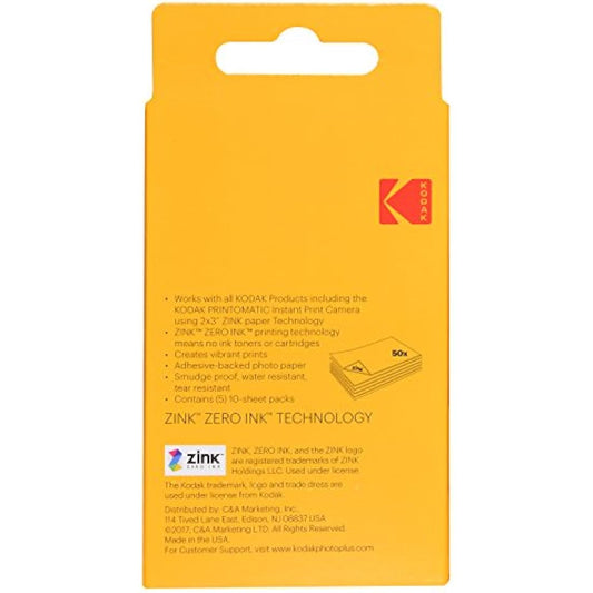 Kodak 5x7 cm Sticky-Backed ZINK Photo Paper (50 Sheets) Compatible With Kodak Printomatic Instant Camera
