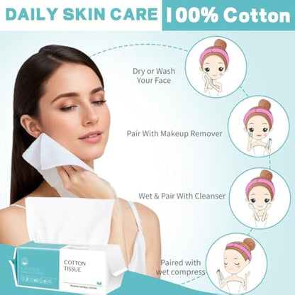 Disposable Face Towel 600 Count, Soft Cotton Clean Towels, Biodegradable Disposable Towels, Skin Care, Makeup Remover, Wipes and Facial Cleansing