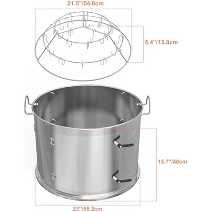 Onlyfire Stainless Steel Smoking Chamber Middle Cooking System for Weber 57cm Kettle Charcoal Grill (Ring+ Bacon Hanger Rack Kit), Turn your Kettle into Smoker Charcoal Grill