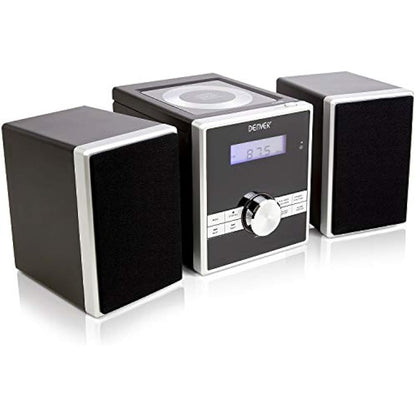Denver Mini HiFi System CD Player For Home With Speakers - CD Micro System Mains Operated with FM Radio, Clock Radio Alarm, Snooze & Sleep, AUX IN, Remote Control – MCA-230