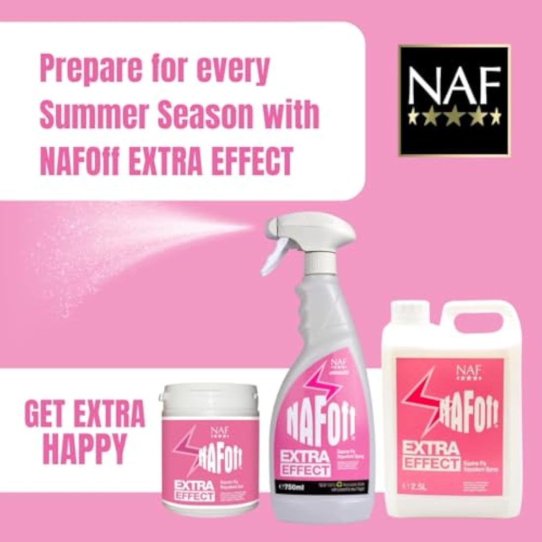 NAF Off Extra Effect Fly Spray Refill 2.5L – Natural Insect Repellent for Horses – Effective Against Flies, Midges & Biting Insects – With Citronella – Long-Lasting Summer Protection