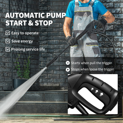 Outsunny 1800W High Pressure Washer, 150 Bar Pressure, 420 L/h Flow, Portable Power Washer Jet Wash Cleaner with Adjustable Nozzle, 6M Hose, Hose Reel, Steel Handle for Home Patio Car Driveway, Blue