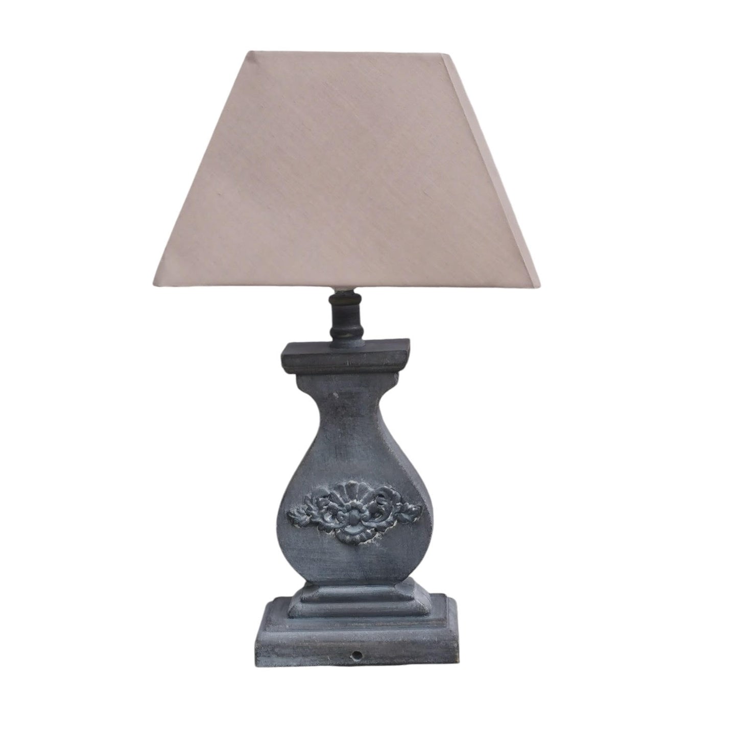 Modern Tall Wooden Washed Table Lamp - Traditional Shabby Chic Design with Taupe Linen Shade, Wood Effect Finish for Living Rooms, Bedrooms, or Hallways Decor (32cm Light Blue with Cream Shade)