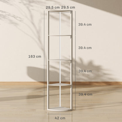 HOMCOM RGB LED Floor Lamp with Shelves, 4-Tier Dimmable Standing Lamp with Remote Control, Oak