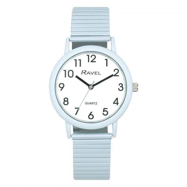 Ravel Unisex Large Size Coloured Expander Bracelet Watch Pastel Blue