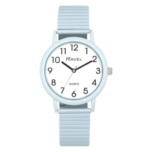 Ravel Unisex Large Size Coloured Expander Bracelet Watch Pastel Blue