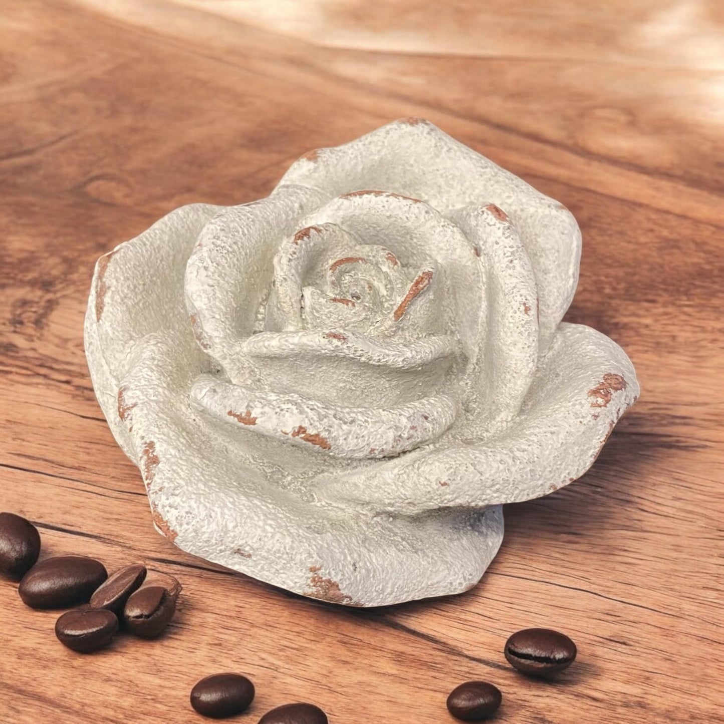 Flower on a Base Garden Ornament Resin Art Sculpture Figurine Stone Look 15cm