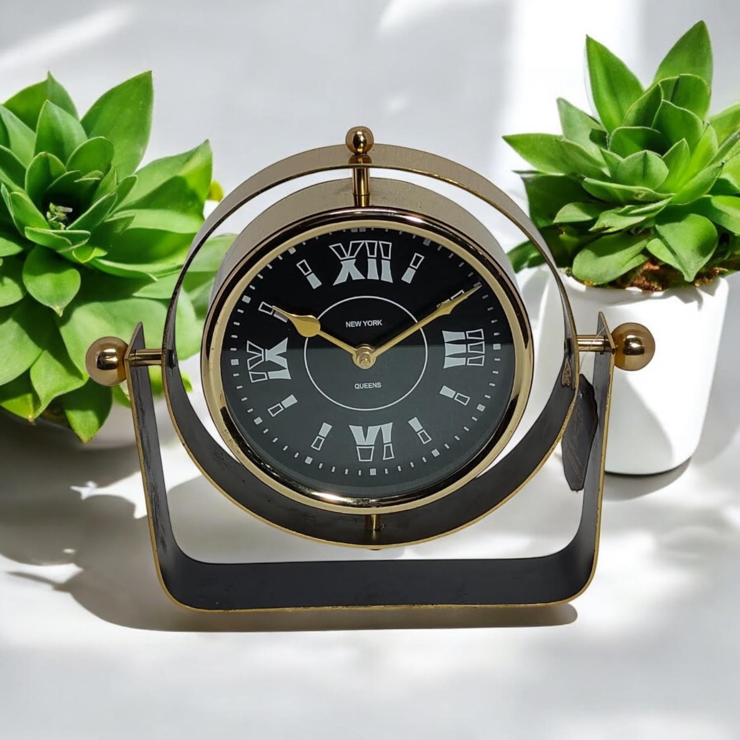 Silent Sweep Black Mantel Clock – Elegant Tabletop Timepiece with Quiet Operation, Sleek Design, and Easy-to-Read Face for Living Room, Bedroom, Office, or Home Décor (22 cm – Roman Numeral Dial)