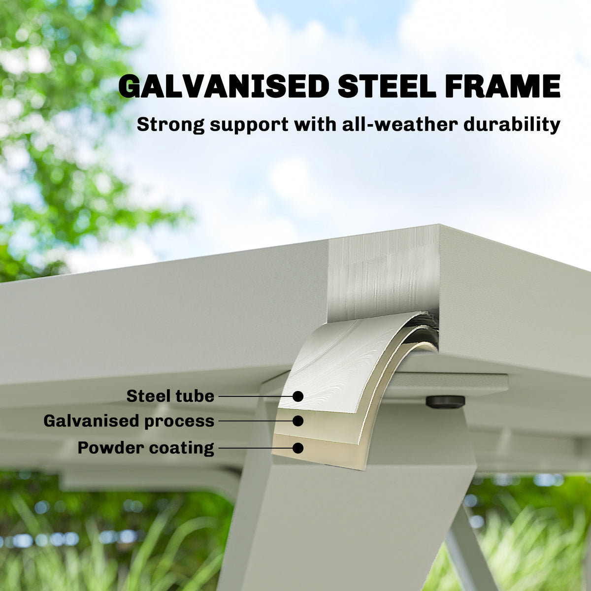 Outsunny 7 Pieces Garden Table and Chairs, 6 Seater Outdoor Table and Chairs with Umbrella Hole, for Garden, Light Grey