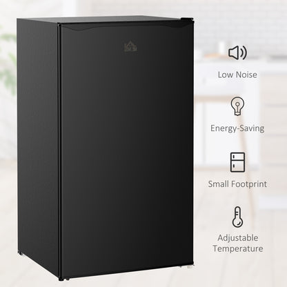 HOMCOM Under Counter Fridge, 91L Small Fridge with Chiller Box, Removable Shelf, Reversible Door, Adjustable Legs, Mini Refrigerator, Black