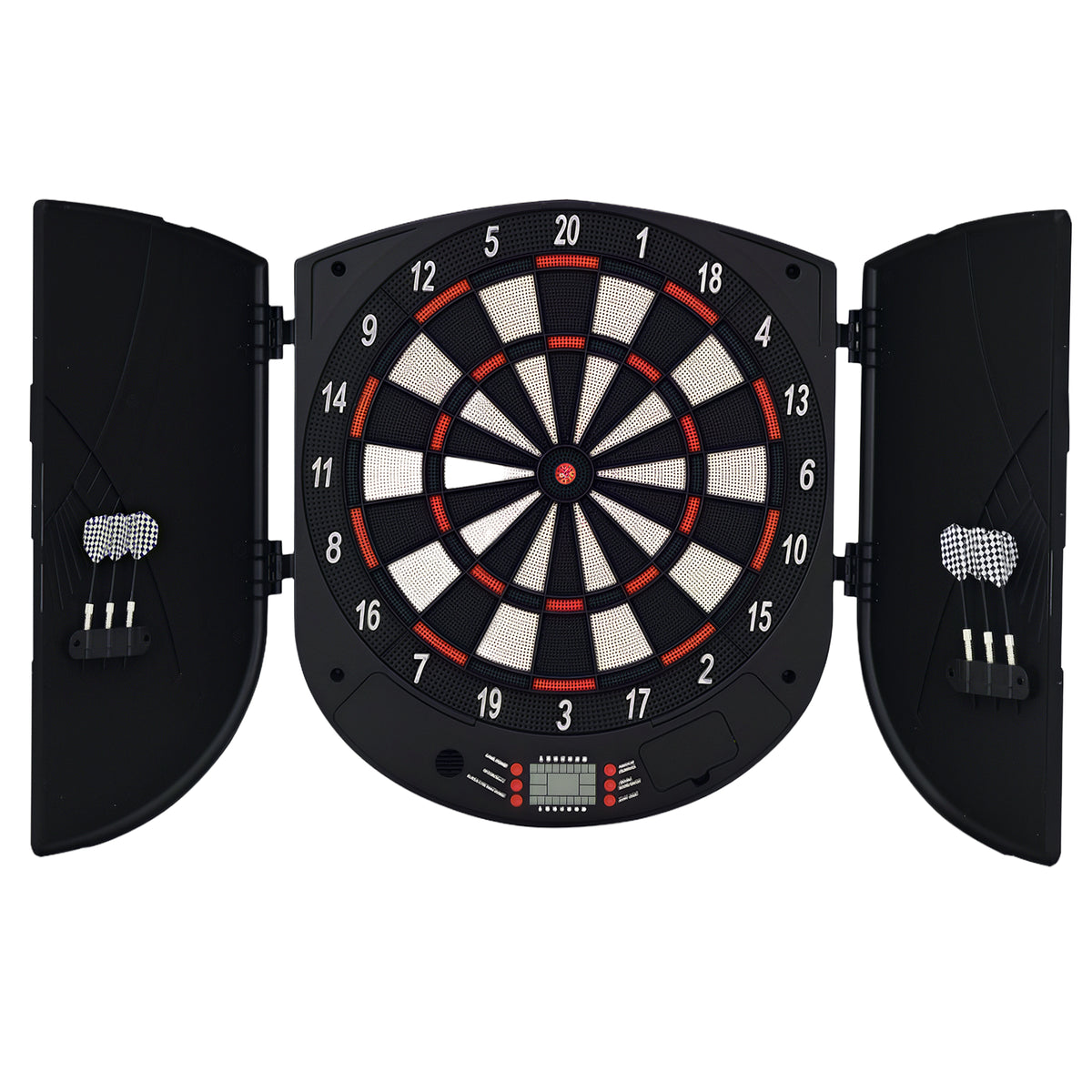 HOMCOM  Electronic Dartboard Set 26 Games and 185 Variations with 6 Darts and Cabinet to Stroage Multi-Game Option Ready-to-Play
