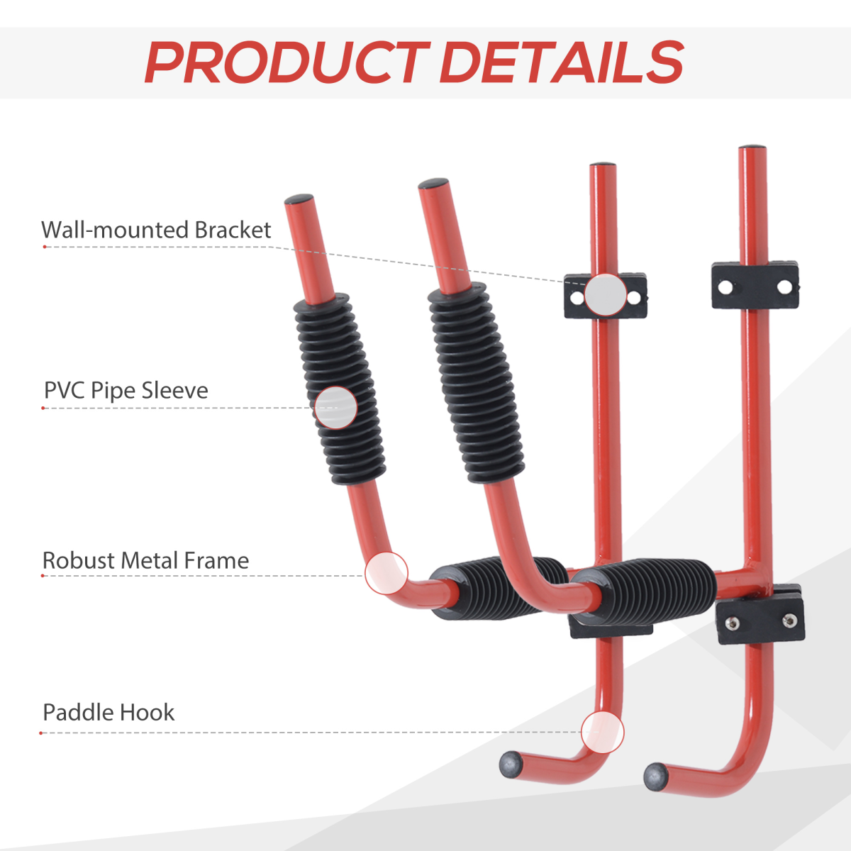 Kayak Wall Mount Rack Heavy Duty Storing Storage Hangers Canoe Fixings HOMCOM