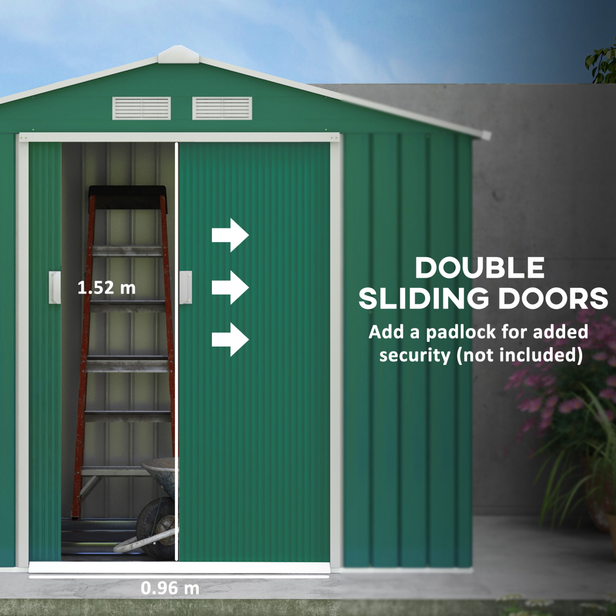 Outsunny Garden Shed Storage Unit w/Locking Door Floor Foundation Vent Green