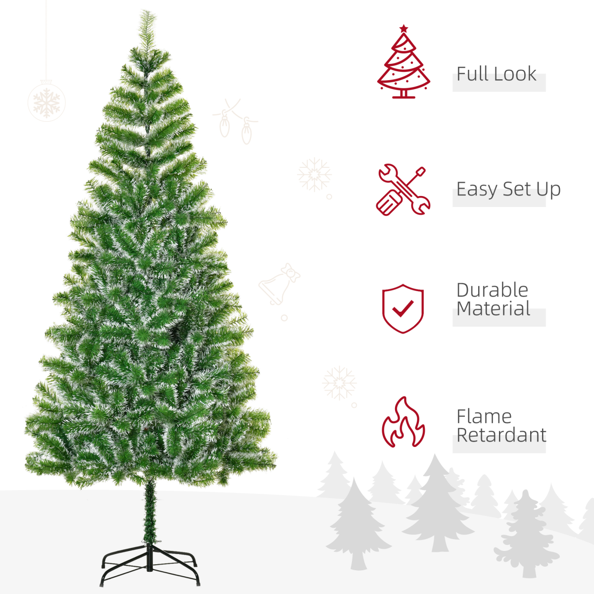 7ft Indoor Christmas Tree Artificial Deco Xmas Gift Metal Stand 968 Tips