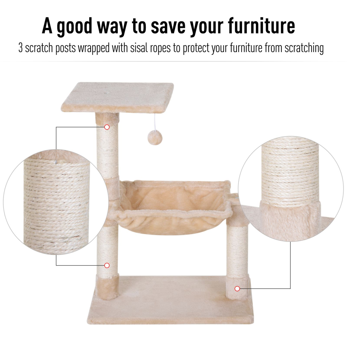 Cat Activity Tree Kitten Play Tower Palace Two-Tier w/ Sisal Scratching Post