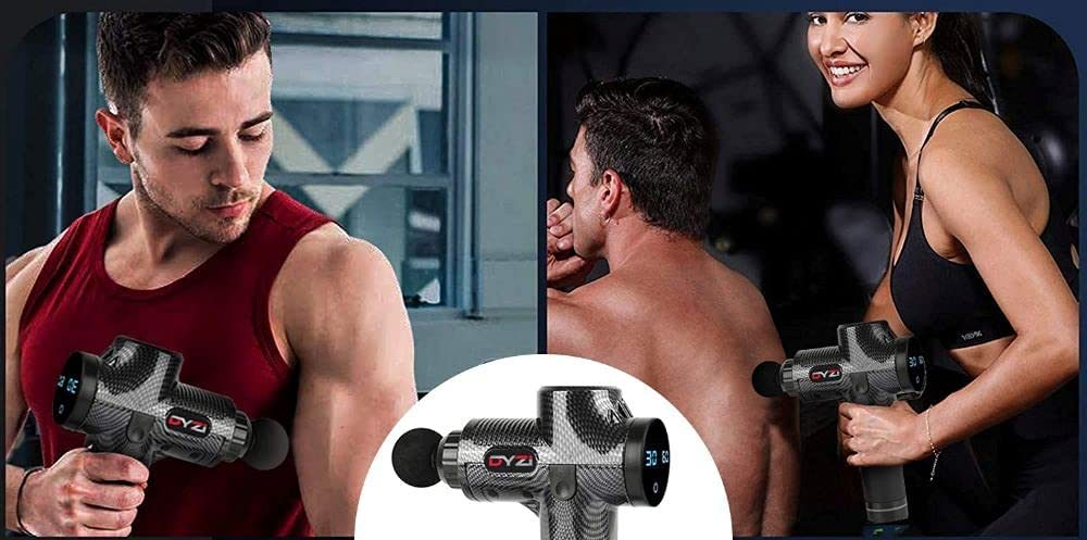 Handheld Dyzi Massage Gun, Percussion Deep Tissue Muscle Body Massager 6 Heads