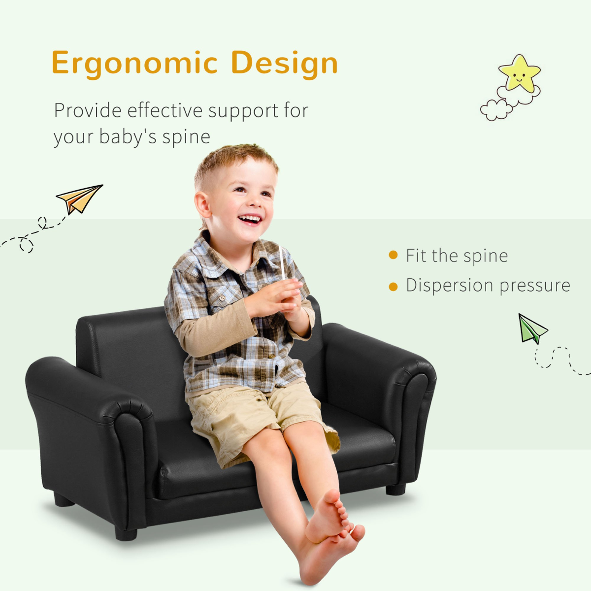 Kids Childrens Sofa Set 2 Seater Seat Furniture Armchair Boys Girls Footstool