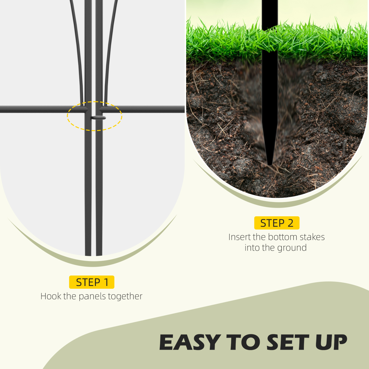 Outsunny 5PCs Decorative Garden Fencing Metal Border Edging