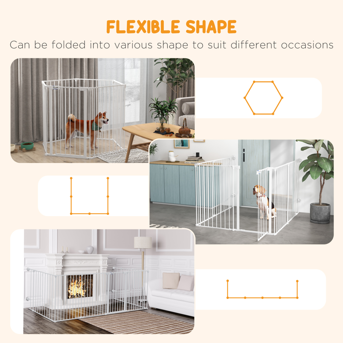 PawHut 2 in 1 Dog Pen, Safety Pet Gate, 6 Panels, for Medium Dogs, 90Hcm - White