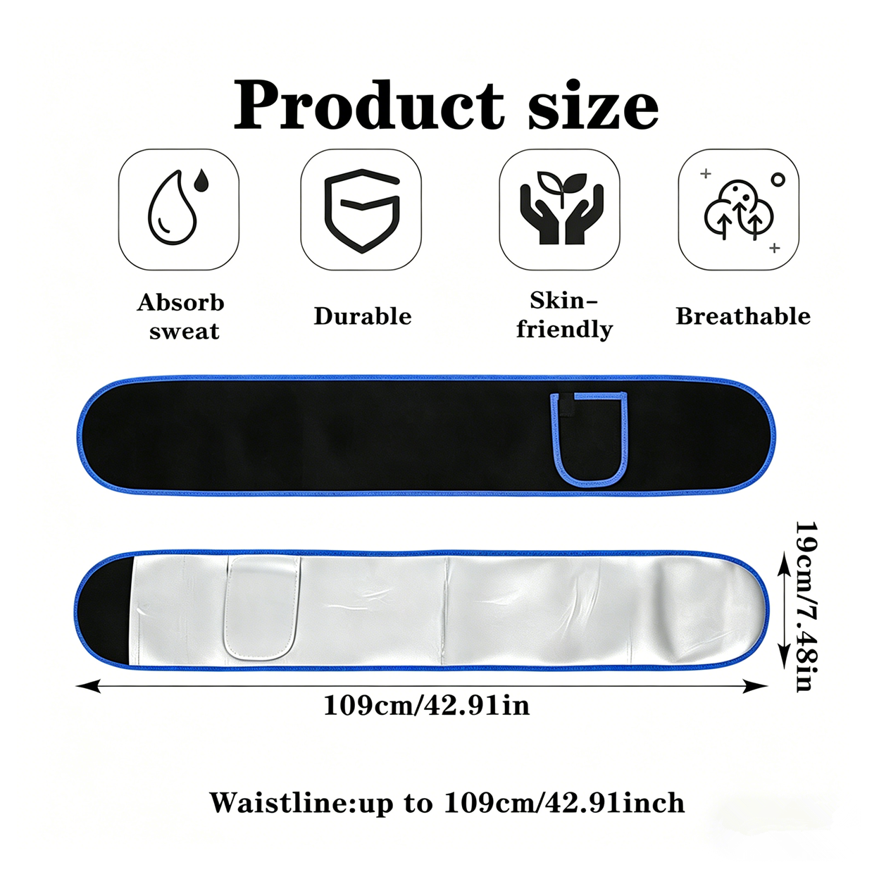 Waist Trimmer Belt Body Shaper Weight Loss Girdle Waist Trainer w/ Phone Pocket Blue-Black-Silver