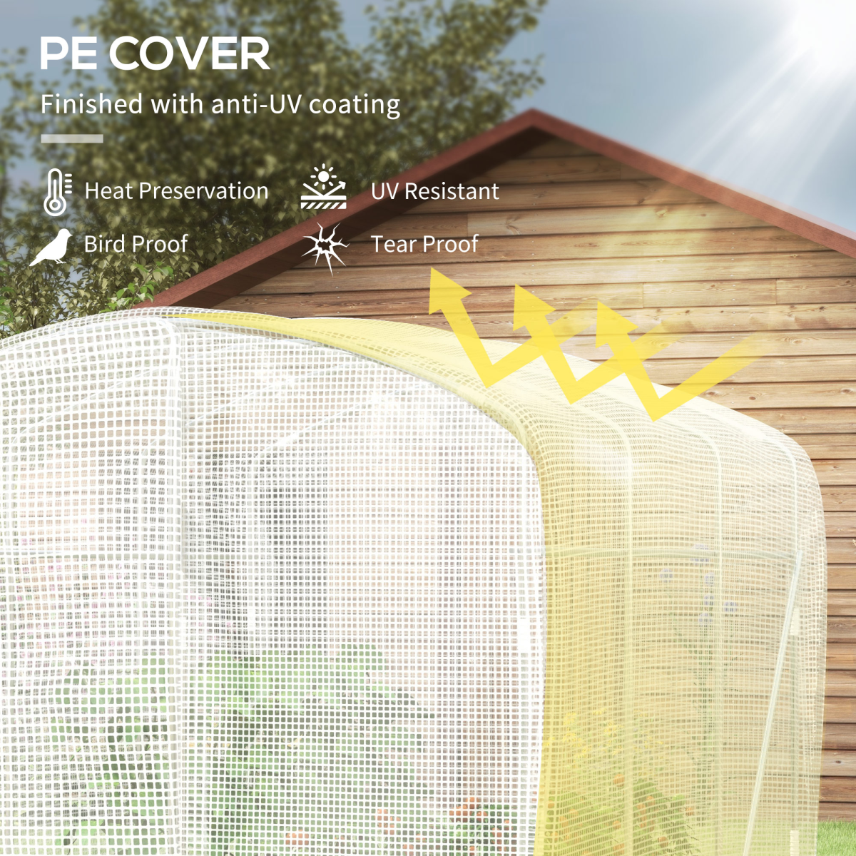 Outsunny 3 x 2 x 2m Polytunnel Greenhouse with Door, Galvanised Steel Frame