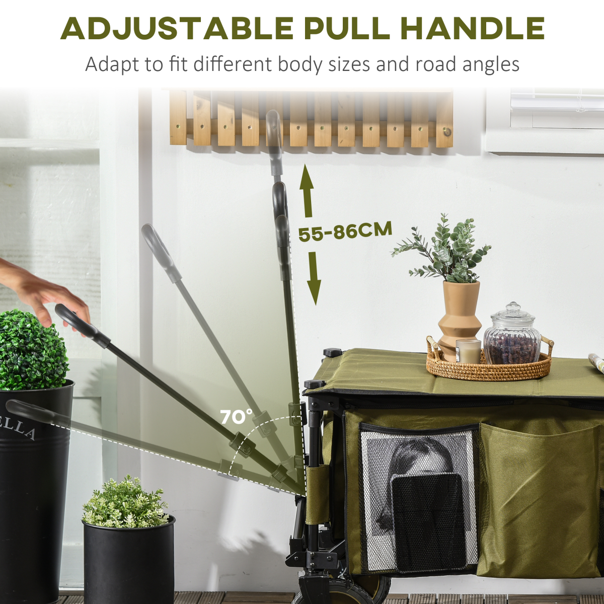 Folding Garden Trolley Collapsible Camping Trolley Steel with Folding Board