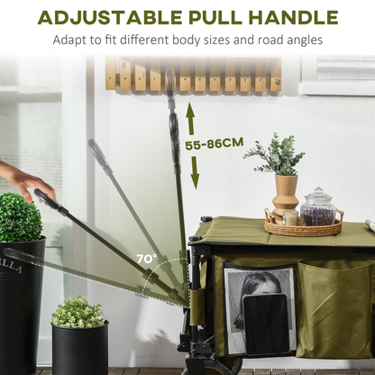 Folding Garden Trolley Collapsible Camping Trolley Steel with Folding Board
