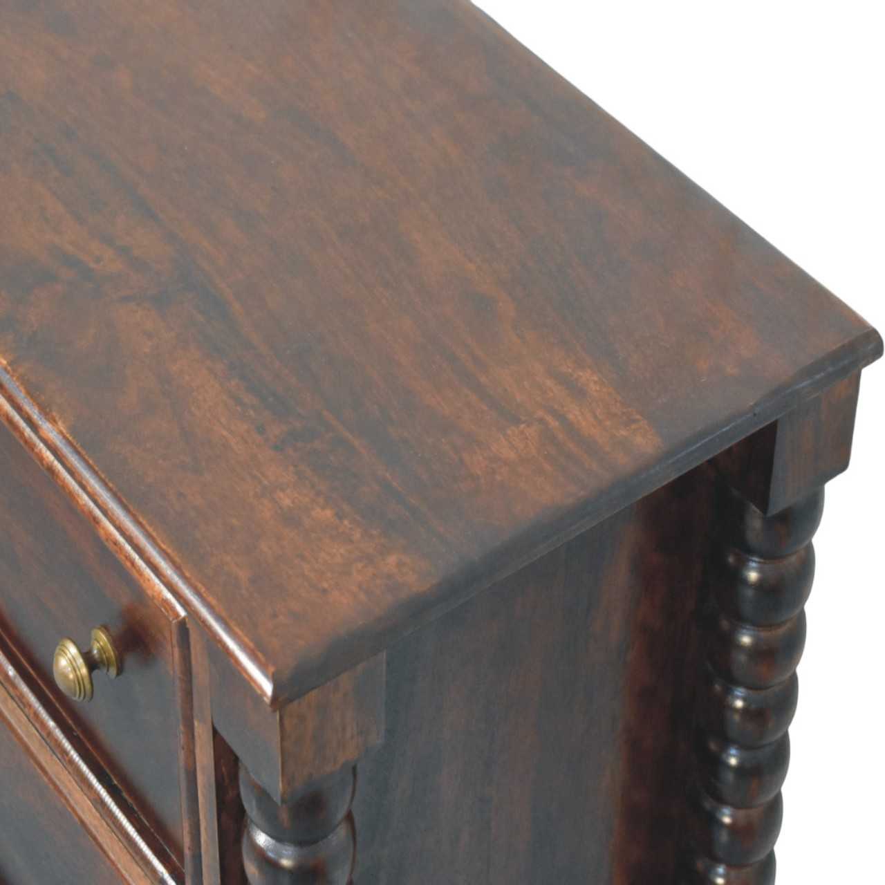 Artisan Furniture Solid Wood Spindle Winewood Chest, 3 Drawers, Brown