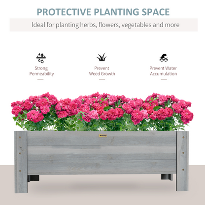 Outsunny Wooden Garden Raised Bed Planter Grow Containers Pot, 100x36.5x36cm