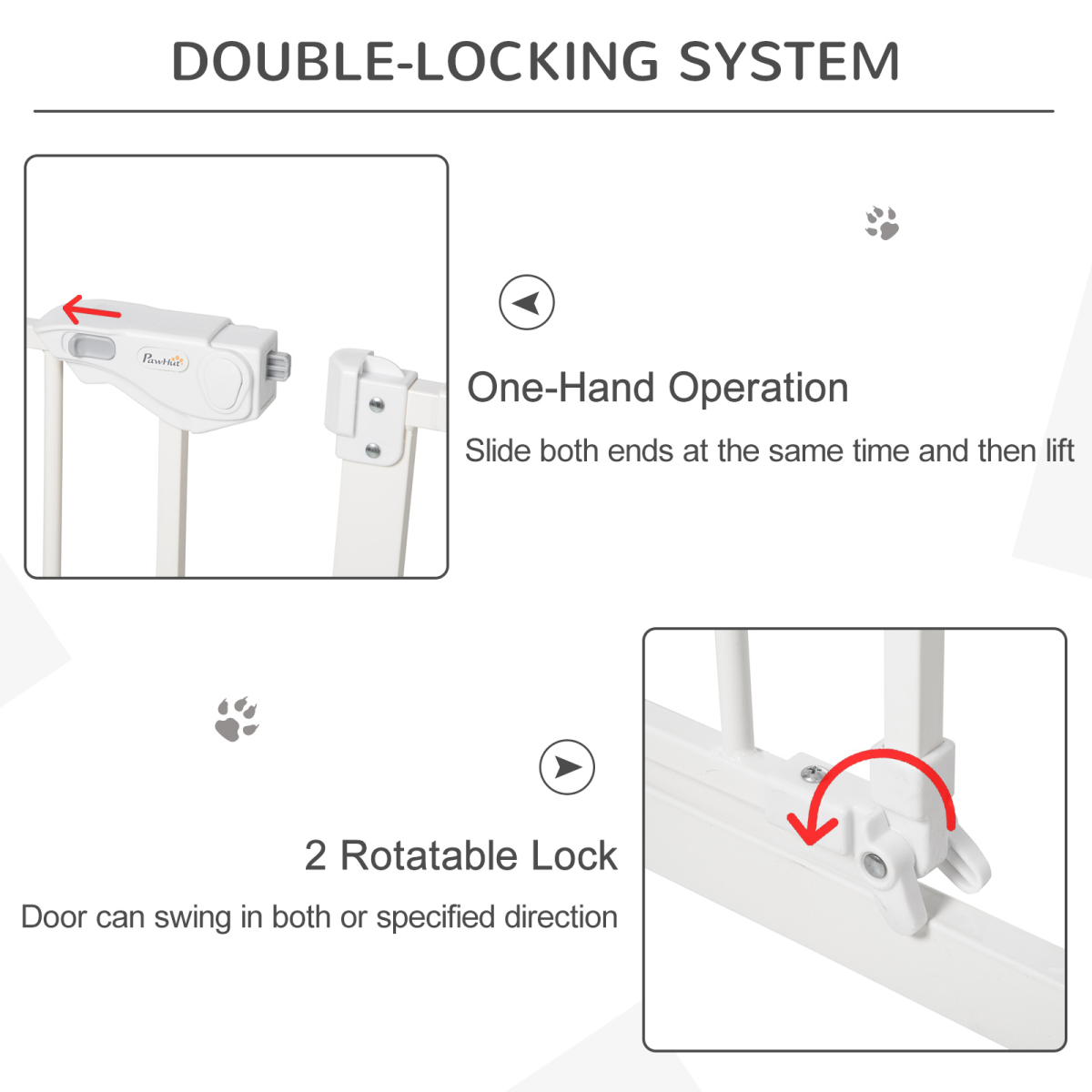 Adjustable Safety Gate 3 Extensions and Four Adjustable Screws, White Pawhut