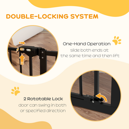 PawHut Adjustable Safety Gate w/ 2 Extensions and Four Adjustable Screws, Black
