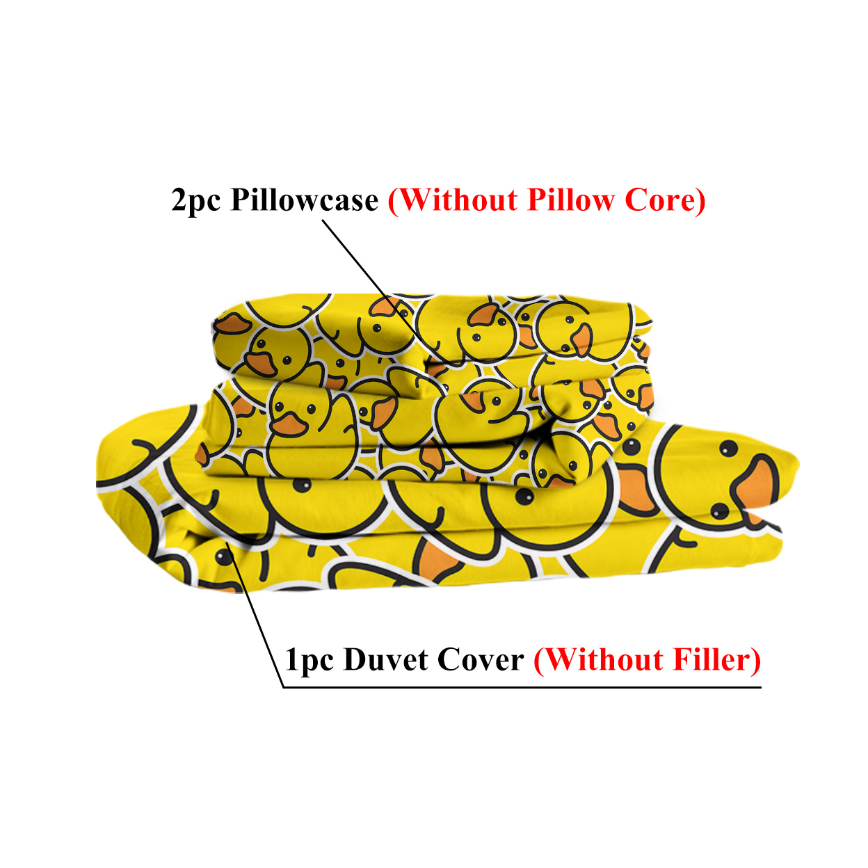 Duck Bedding Yellow Rubber Duck Duvet Cover Sets for Kids 3 Pieces Cute Yellow Duckies Comforter Cover Set Cartoon Duck Gifts for Duck Lovers (Single)